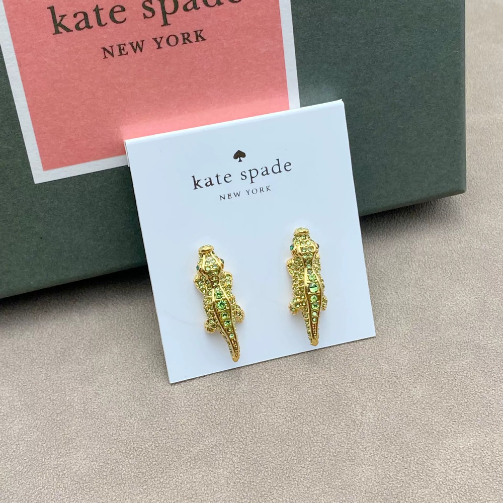 kate spade 3D Metal Crocodile Earrings Full Diamond